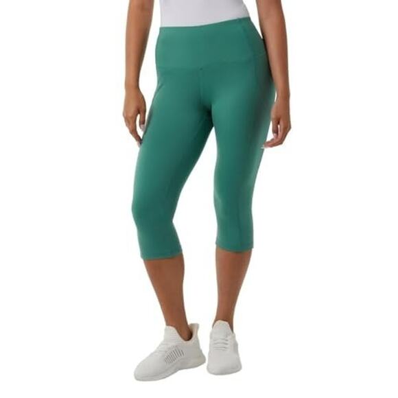 32 Degrees Women's Active Crop Tight Leggings, Green, M - Picture 1 of 4